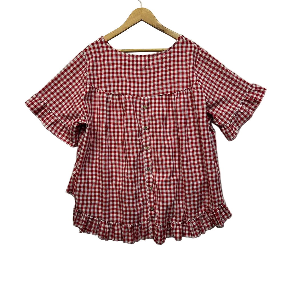 Cali&Co Red Gingham Check Cotton Top - Size XXL