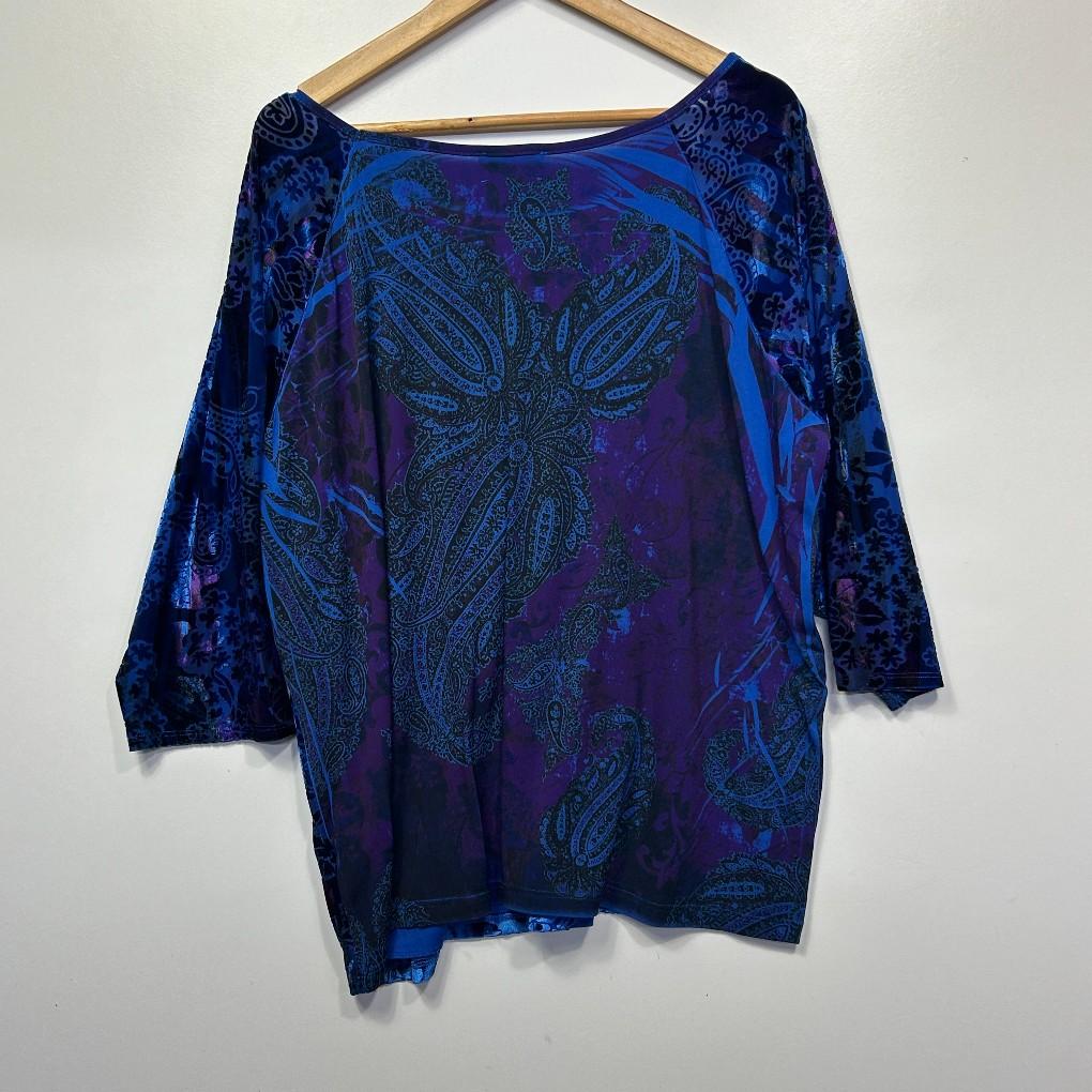 Vintage Investments Velvet 3/4 Sleeve Top - Size 3XL