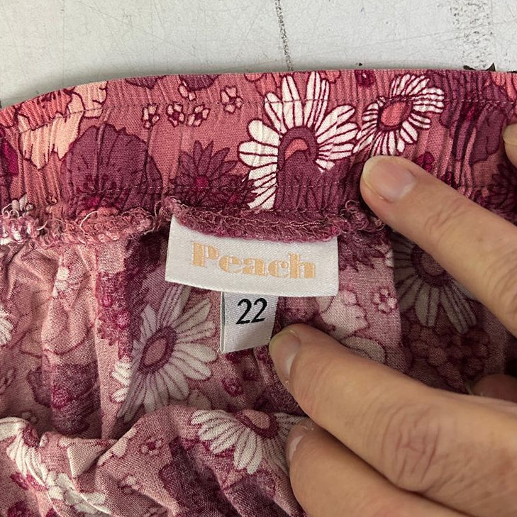 Peach Pink Floral Boho Maxi Skirt - Size 22