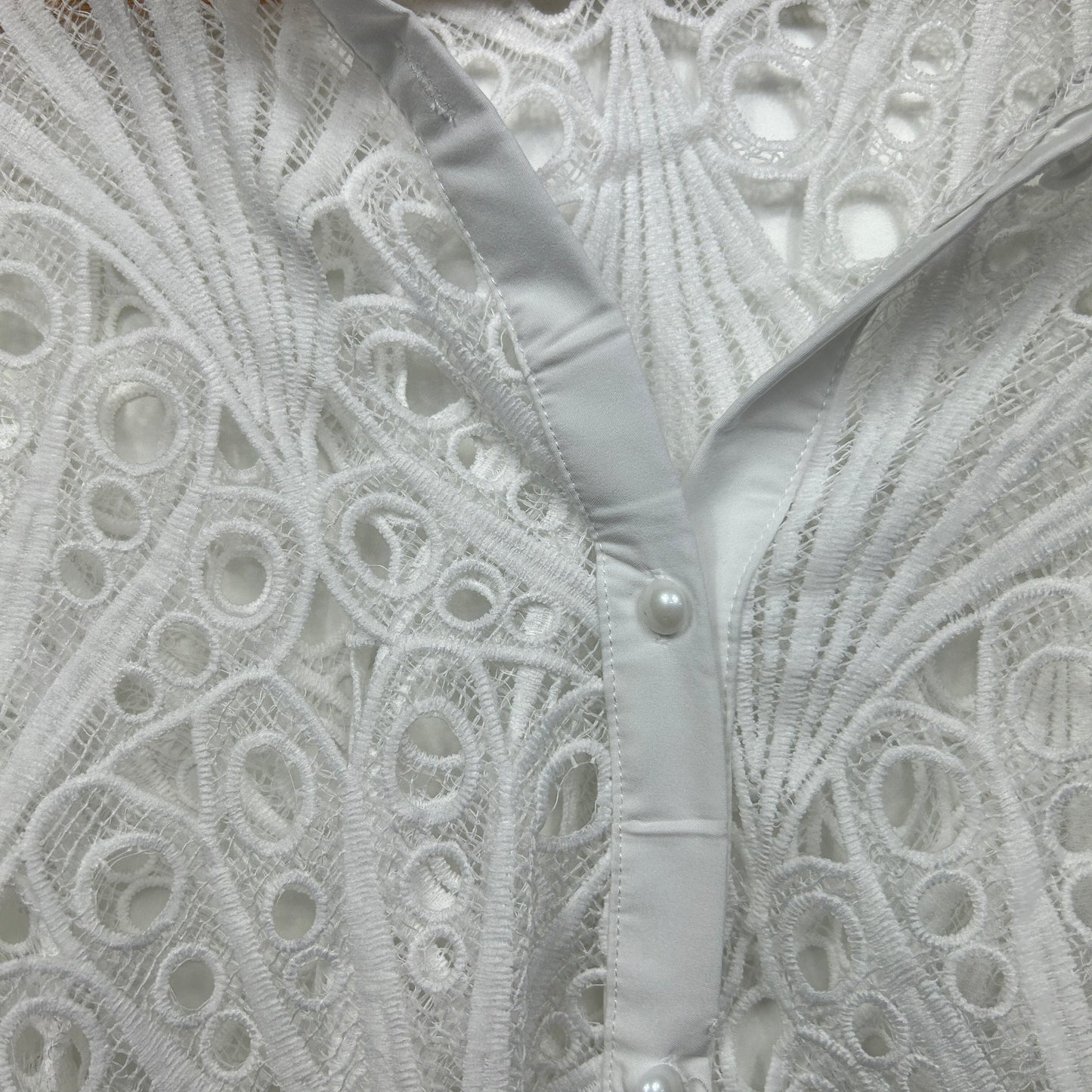 Embroidered Top Size 16 18 20 White Sheer Long Sleeve Button Up
