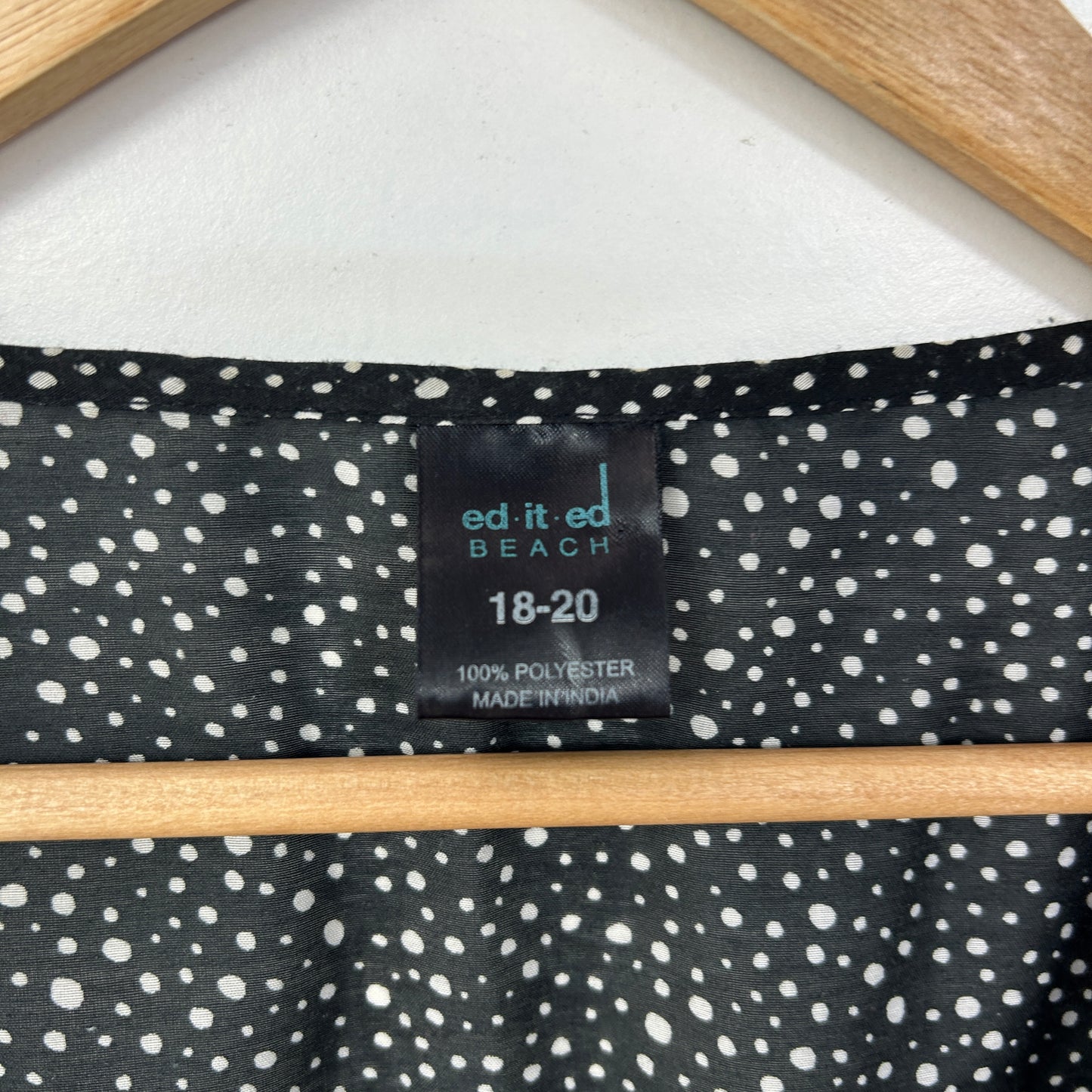 Edited Beach Black White Polka Dot Swim Cover Up Kaftan - Size 18-20