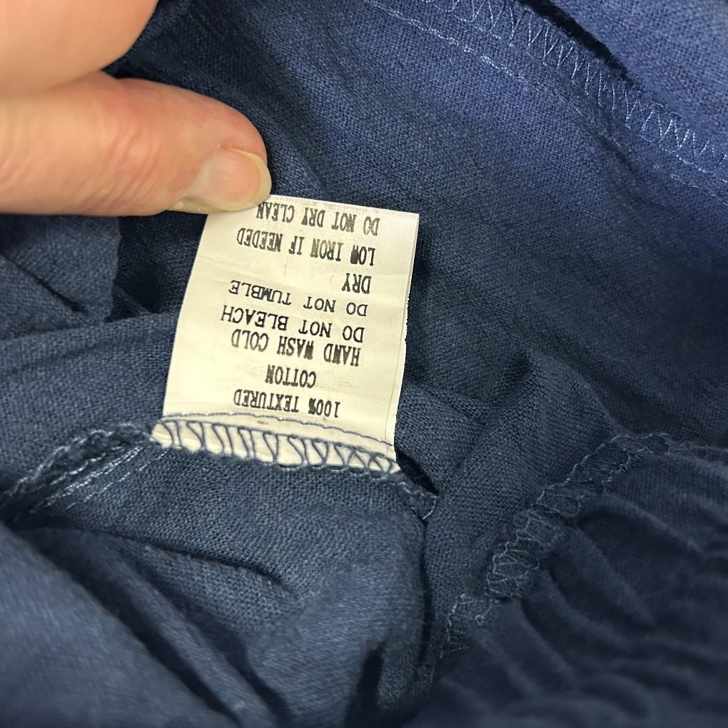 Henry Oscar Navy Wide Leg Cotton Pants - Size 22