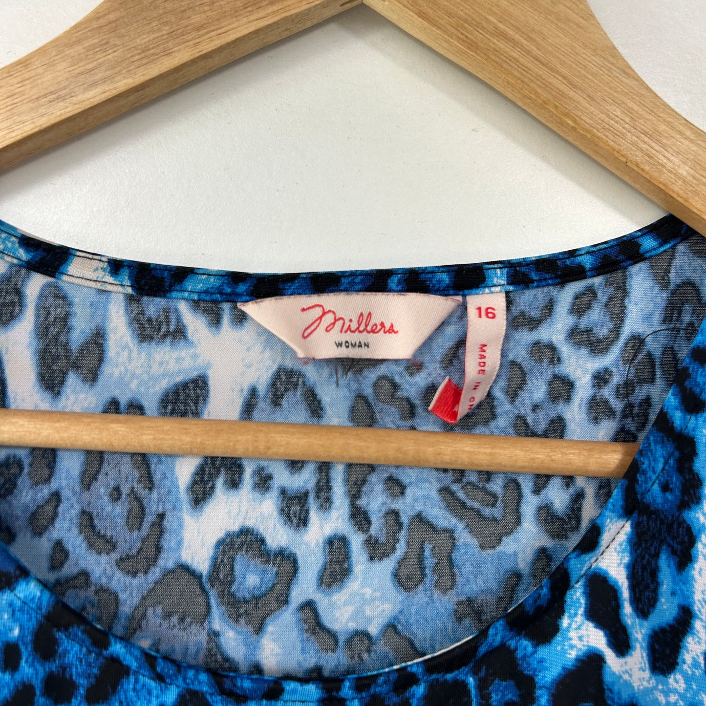 Millers Blue Black Leopard Print Top - Size 16