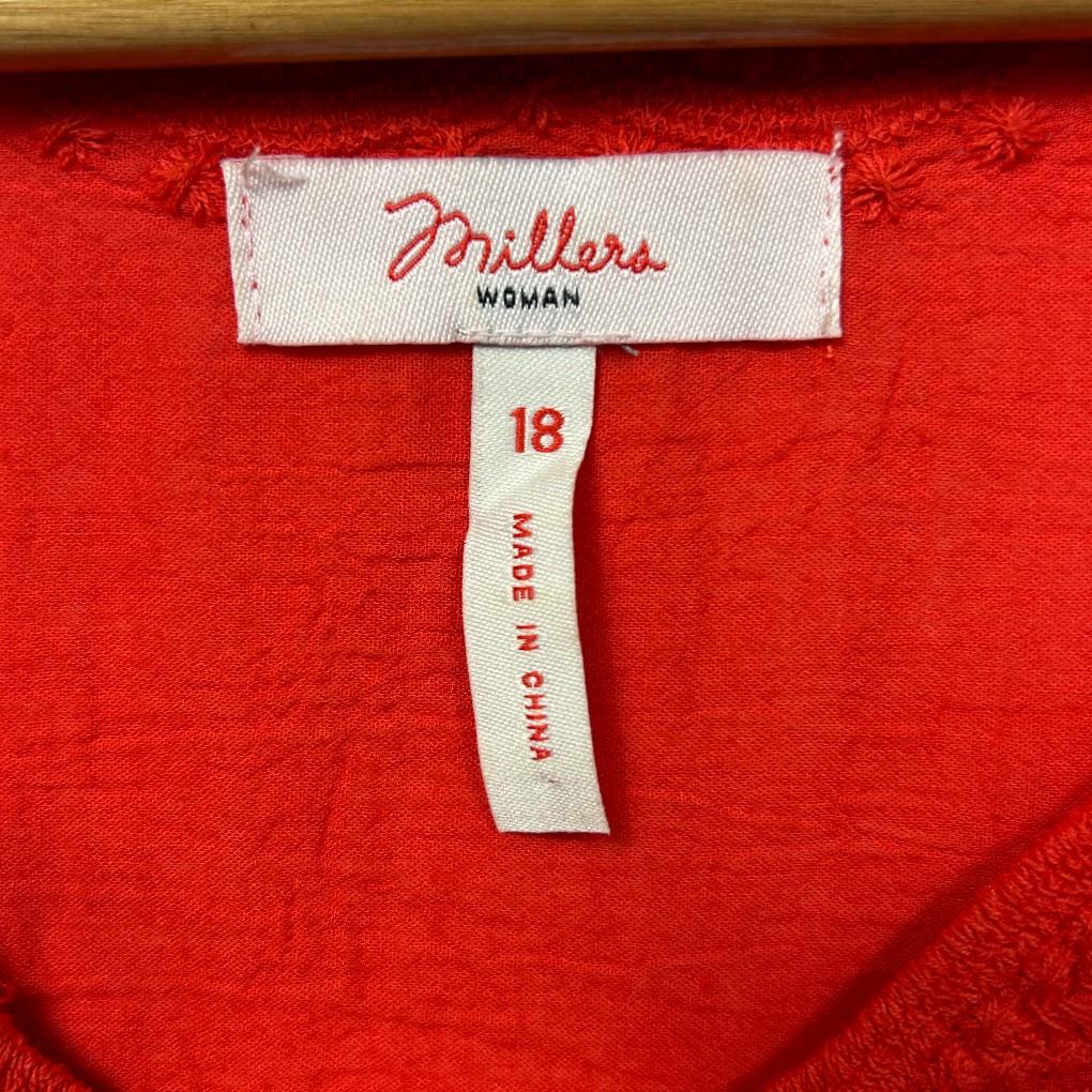 Millers Red Embroidered Top - Size 18