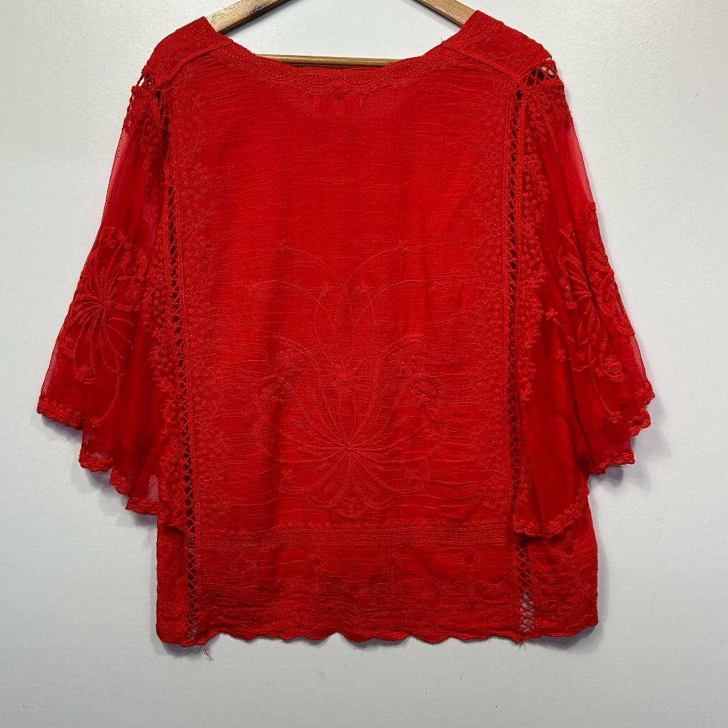 Millers Red Embroidered Top - Size 18