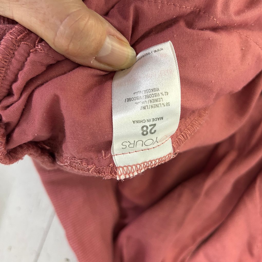 Yours Dusty Pink Linen Pants - Size 28