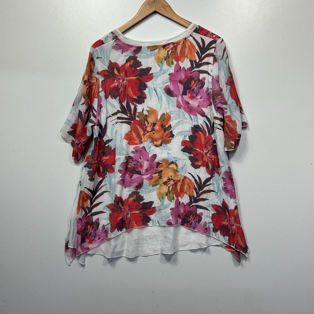 Virtuelle Multicoloured Floral Top - Size 16