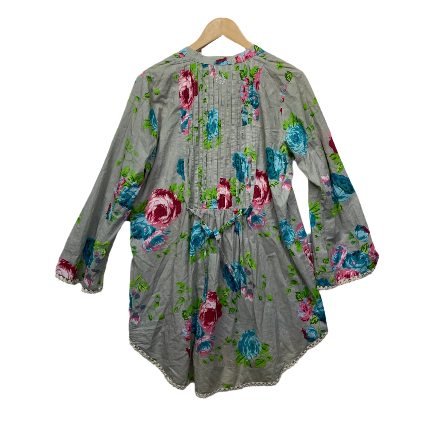 Naudic Top Size 12/14 Medium Long Sleeve Pintuck Floral