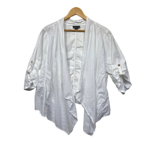 Autograph Linen Jacket Top Size 20 White Roll Tab Sleeve