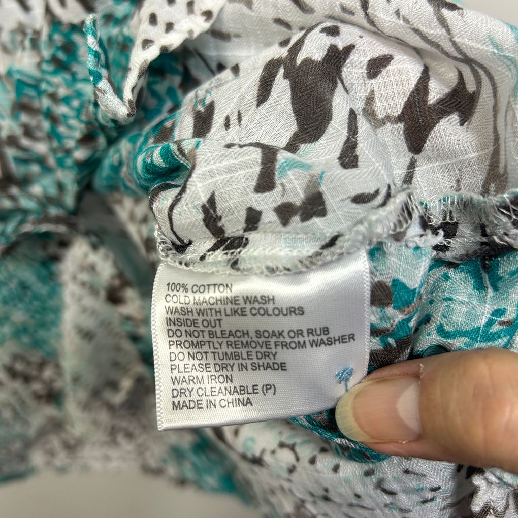 Black Pepper Teal Cotton Shirt - Size 20