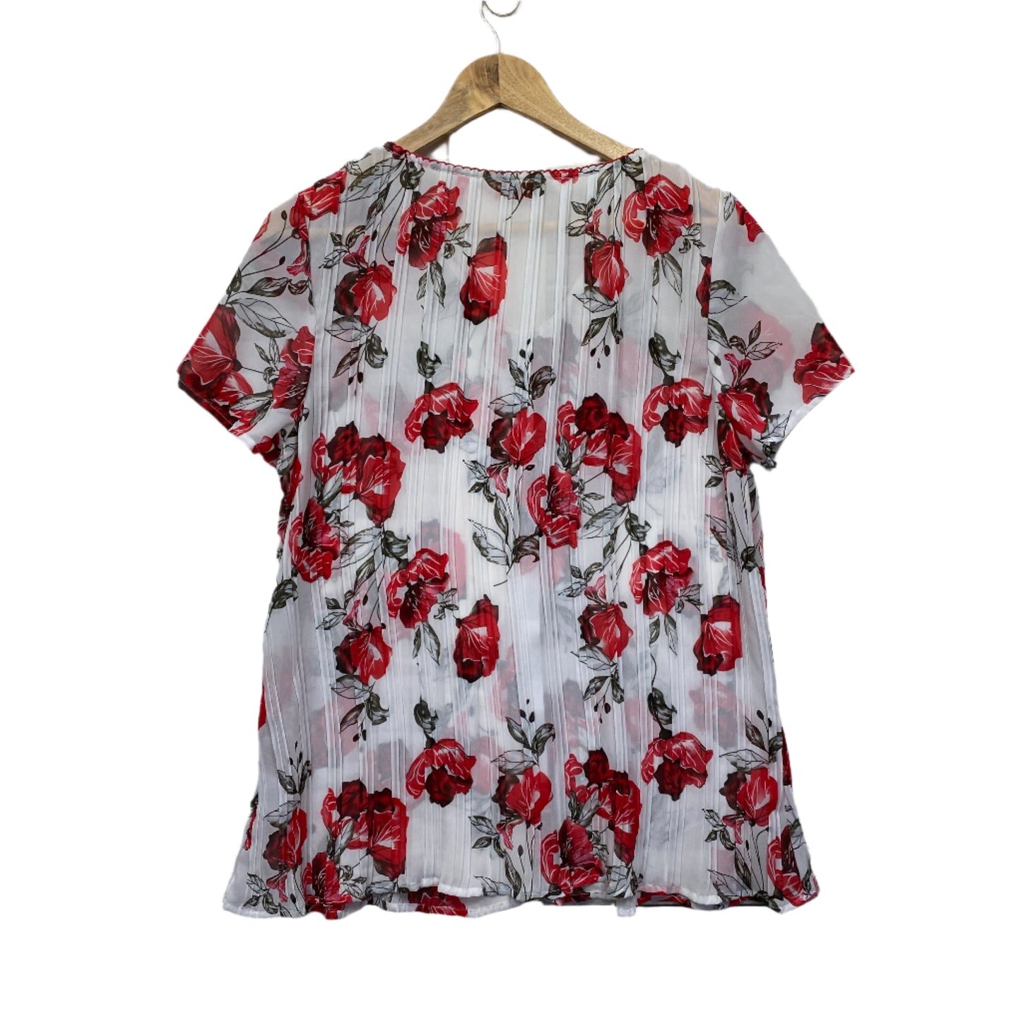 Millers Top Size 16 White Red Floral Short Sleeve Sheer