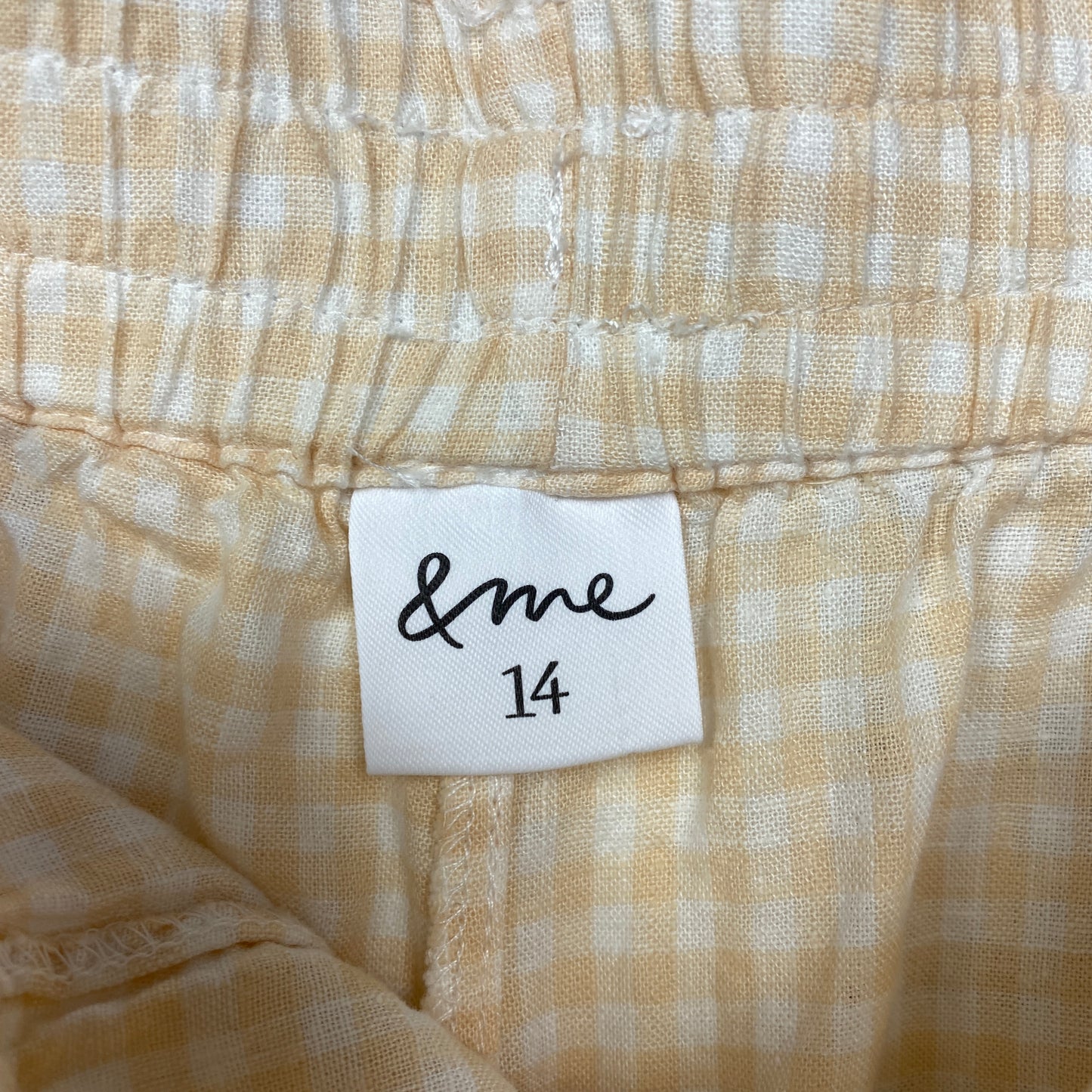 & me Pants Size 14 Plus Gingham Check Beige Pockets Cropped