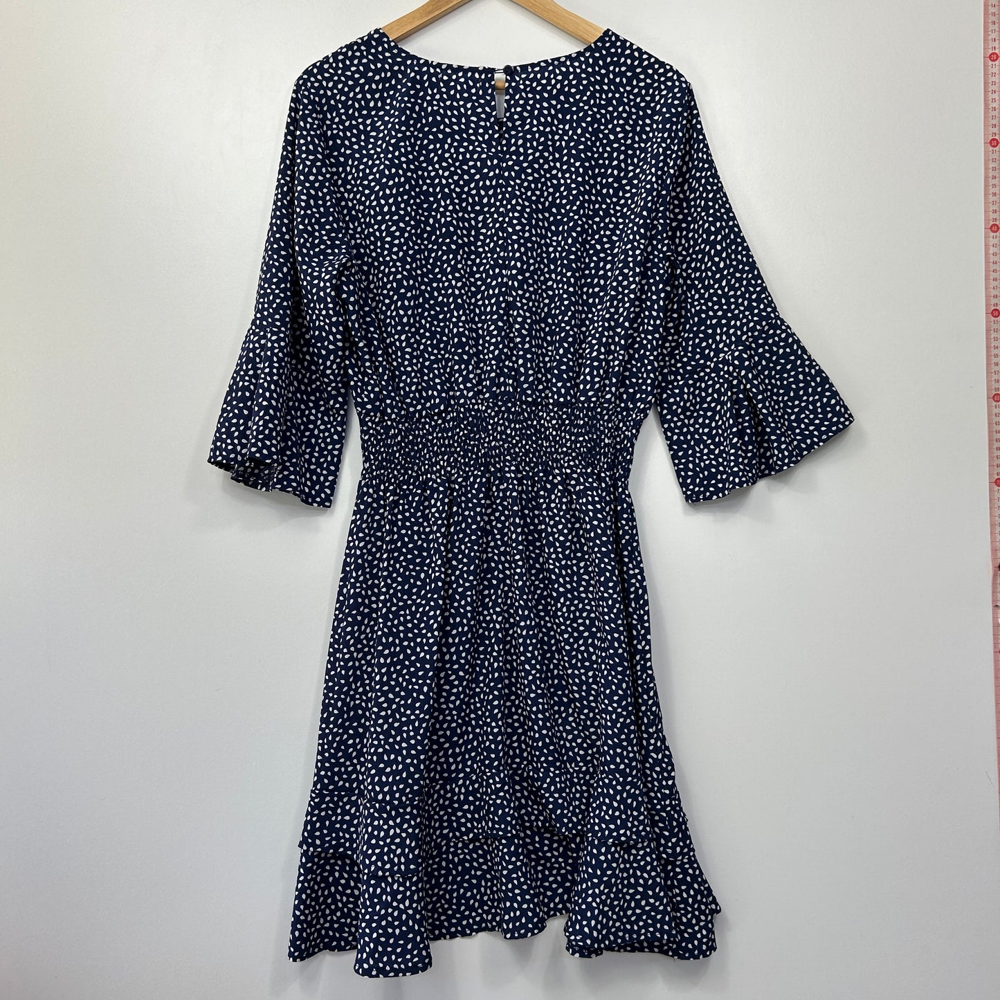 Miracle Navy White Spotted Dress - Size 16