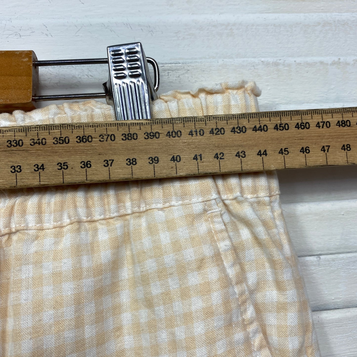 & me Pants Size 14 Plus Gingham Check Beige Pockets Cropped