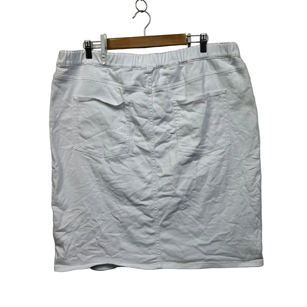 Suzanne Grae Denim White Cotton Skirt - Size 20
