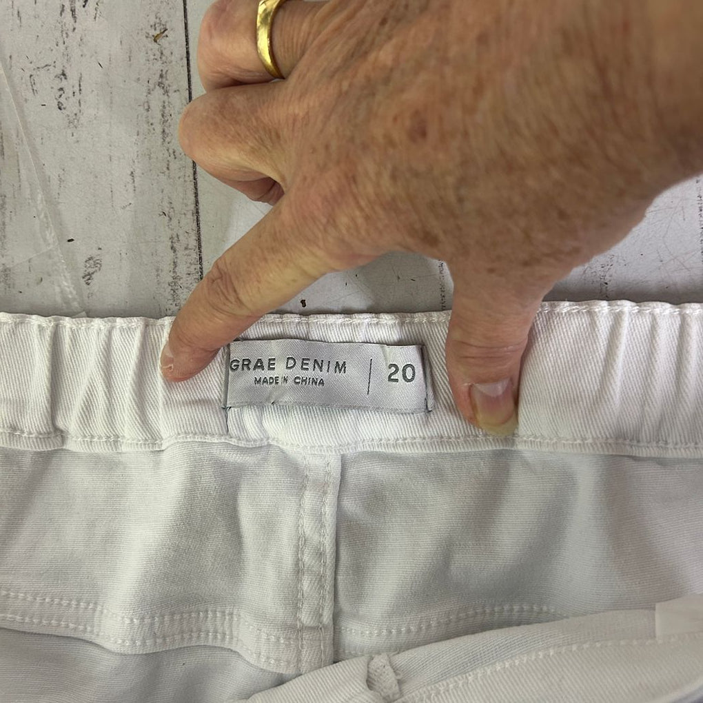Suzanne Grae Denim White Cotton Skirt - Size 20