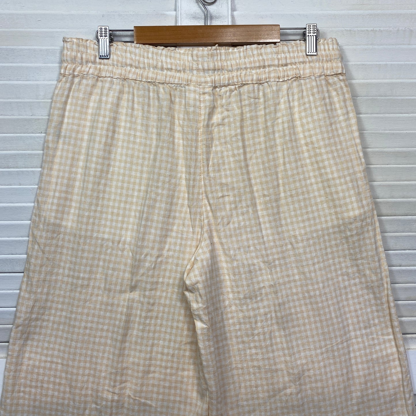 & me Pants Size 14 Plus Gingham Check Beige Pockets Cropped