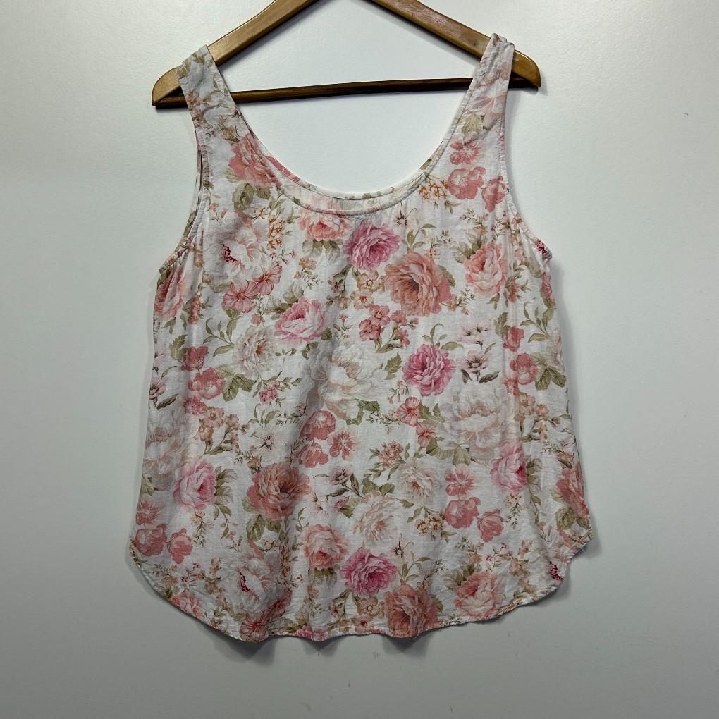 Just Jeans Pink Floral Linen T- Size 18