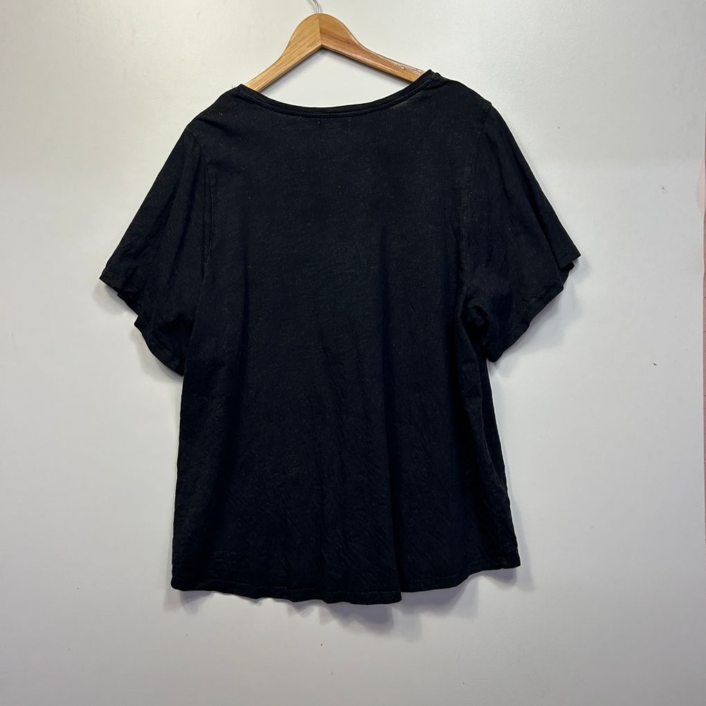 Curvaceous Black Embroidered Cotton Top - Size 20/L