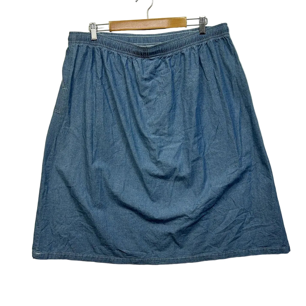 Damart Blue Cotton Midi Skirt - Size 22