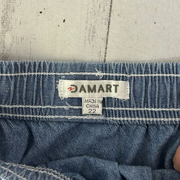 Damart Blue Cotton Midi Skirt - Size 22