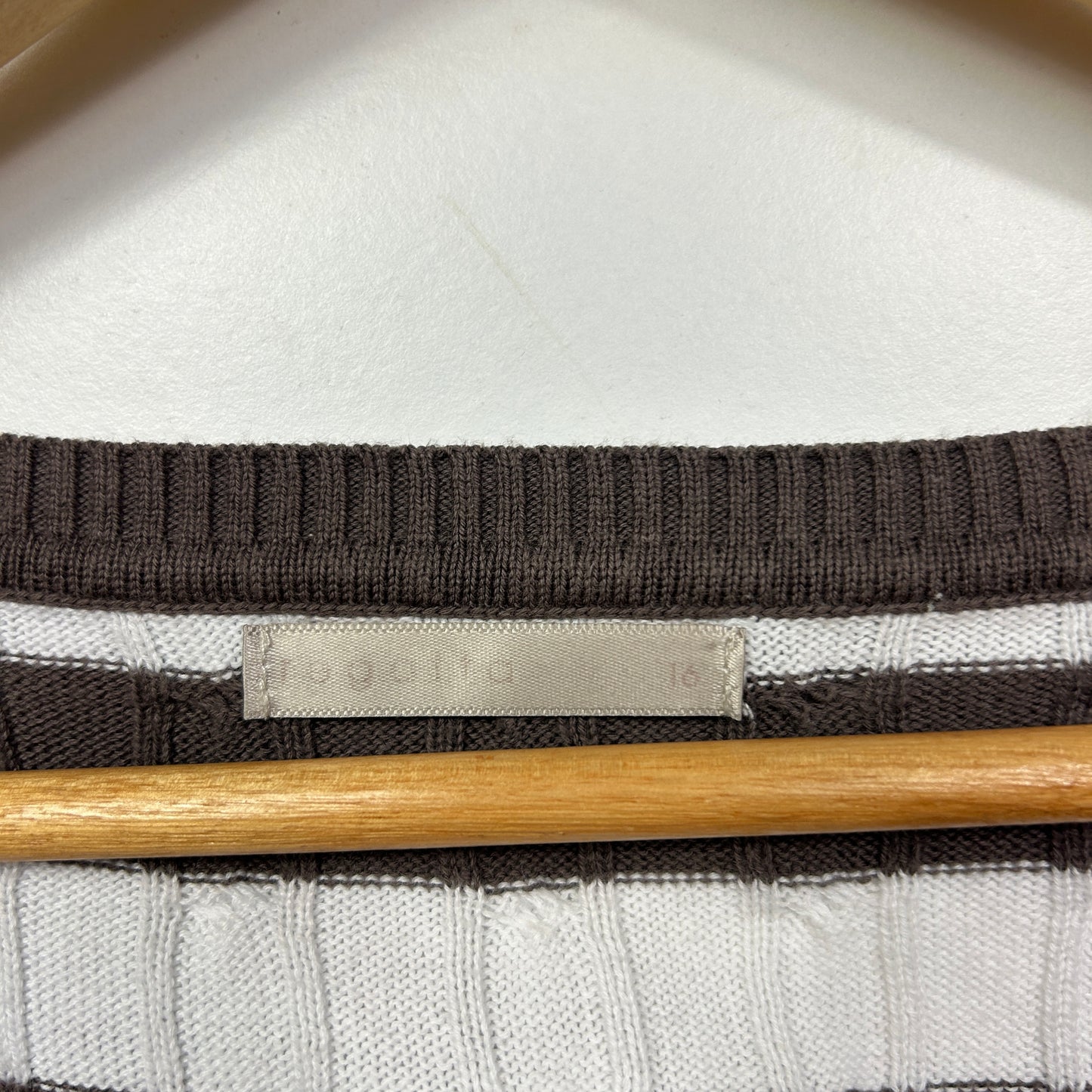 Regatta Brown and White Striped Knit Top Cardigan - Size 16