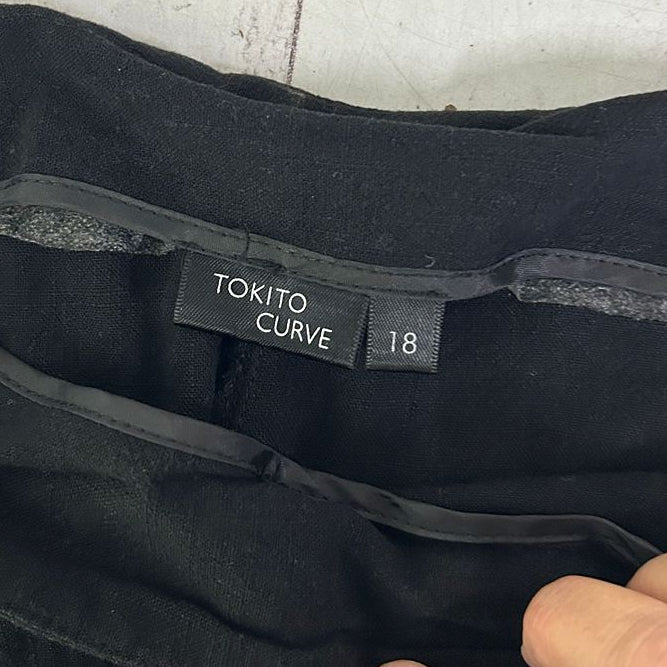 Tokito Black Linen Pants - Size 18