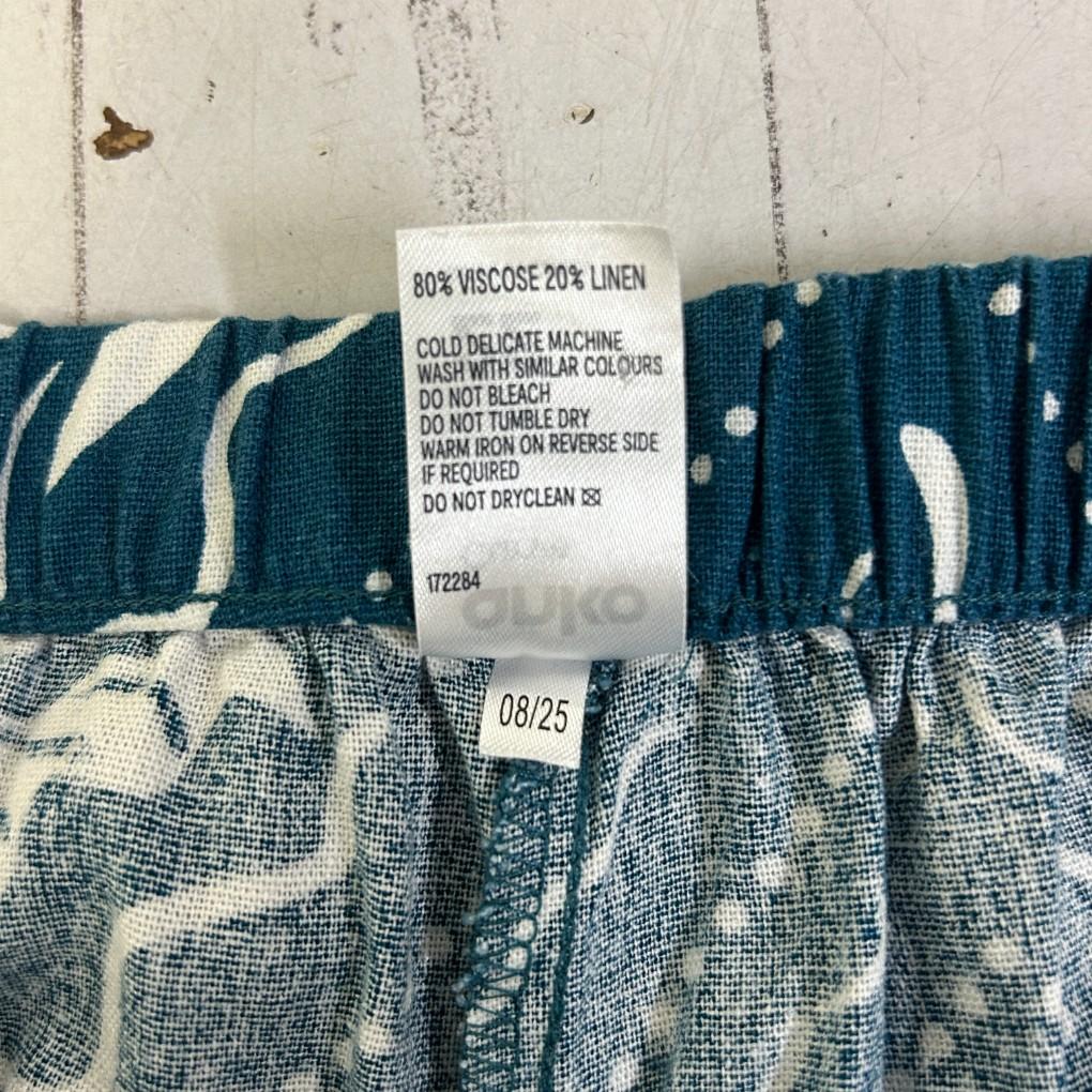 Anko Teal Print Linen Pants - Size 22