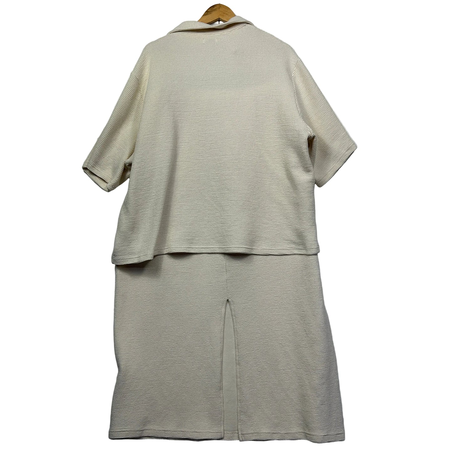 Fayt The Label Cream Textured Two-Piece Top and Skirt Set - Size 22