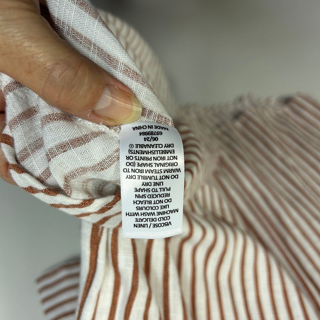 Target Rust Striped Linen Shirt - Size 16