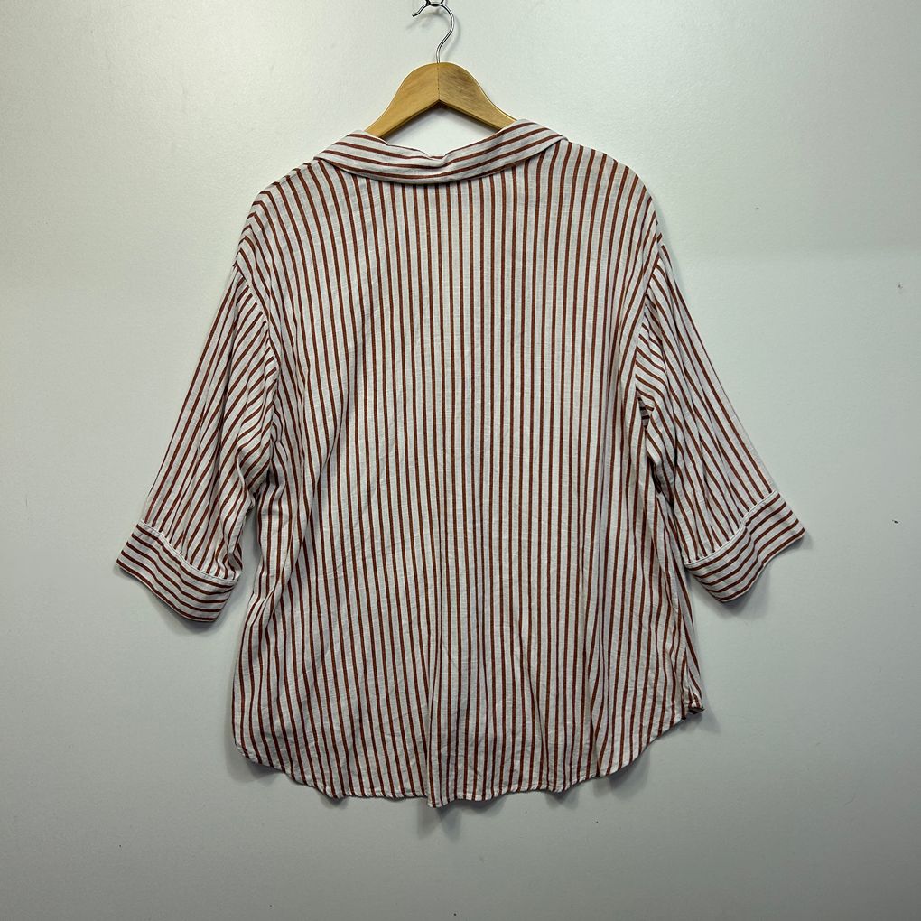 Target Rust Striped Linen Shirt - Size 16