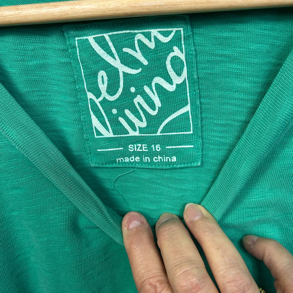 Elm Living Green Cotton Top - Size 16 (fault)