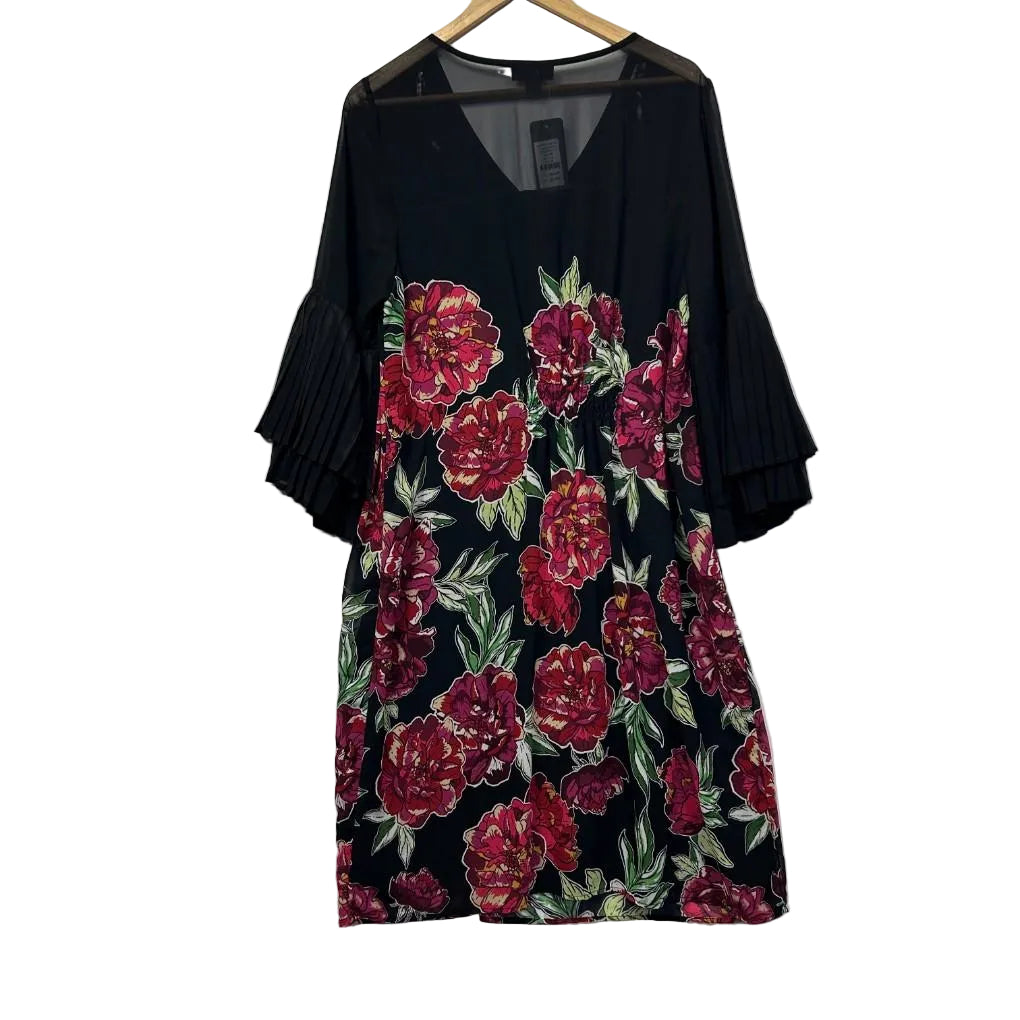 Autograph Black Floral Dress - Size 14