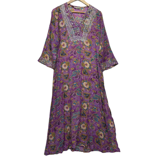 Peace Angel Tree of Life Boho Dress Size 12 14 Floral Sequins Vintage