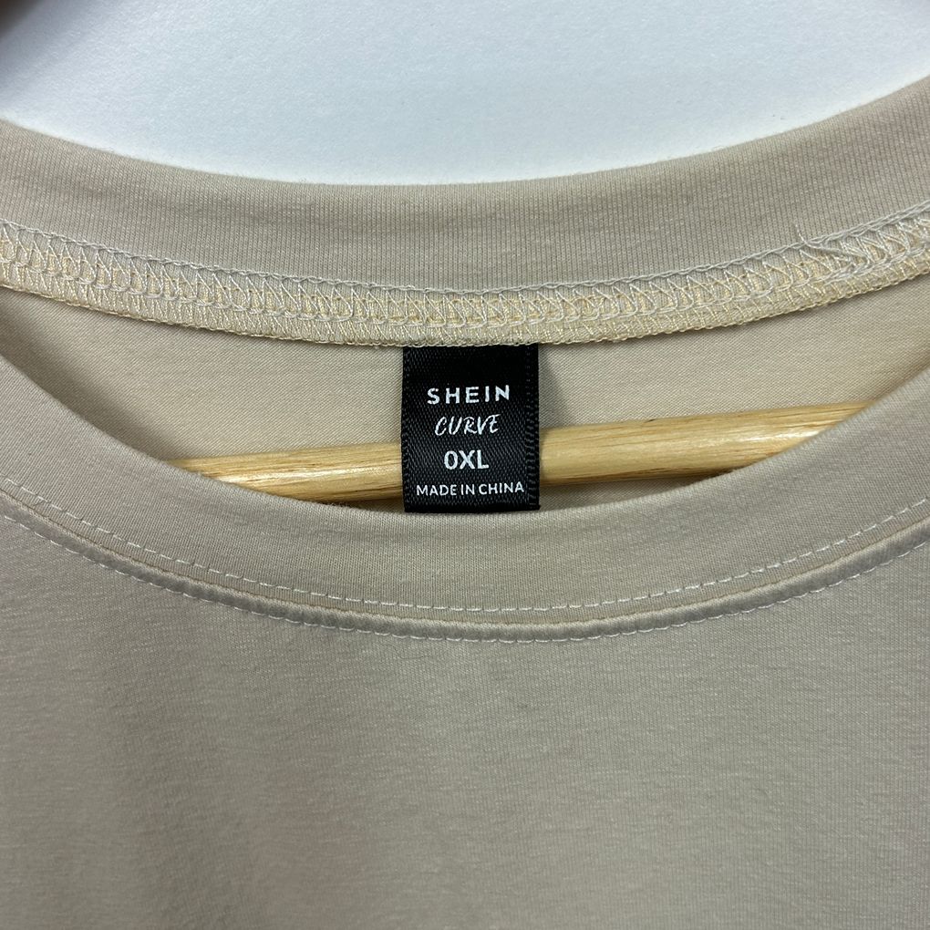Shein Beige Cotton T-Shirt - Size 0XL
