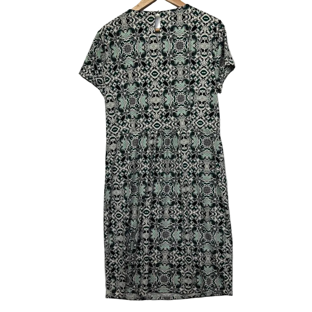 Leona Edmiston Green Geometric Print Dress - Size 16