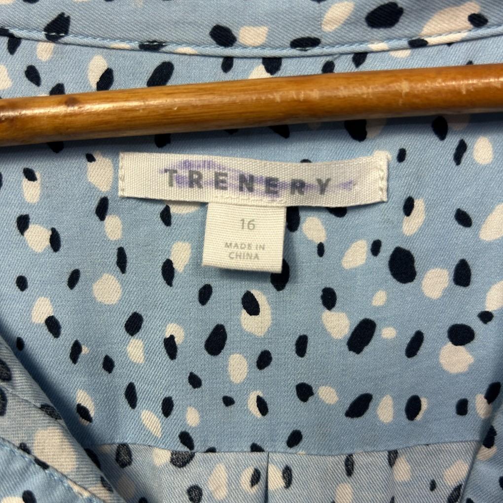 Trenery Blue Spot Cotton Shirt Dress - Size 16