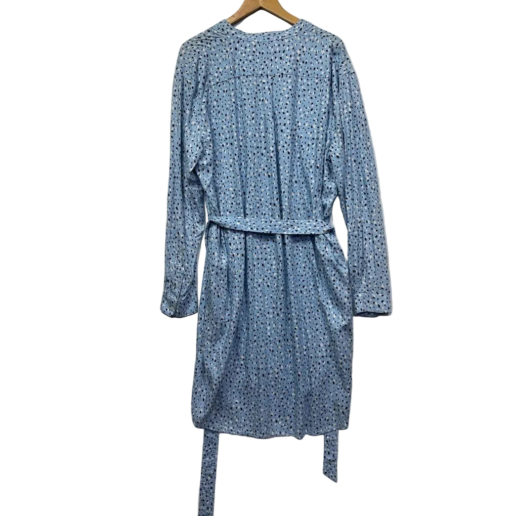 Trenery Blue Spot Cotton Shirt Dress - Size 16