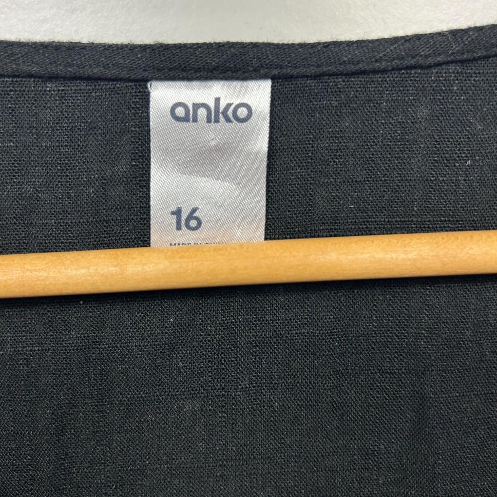 Anko Black Linen Sleeveless Top - Size 16