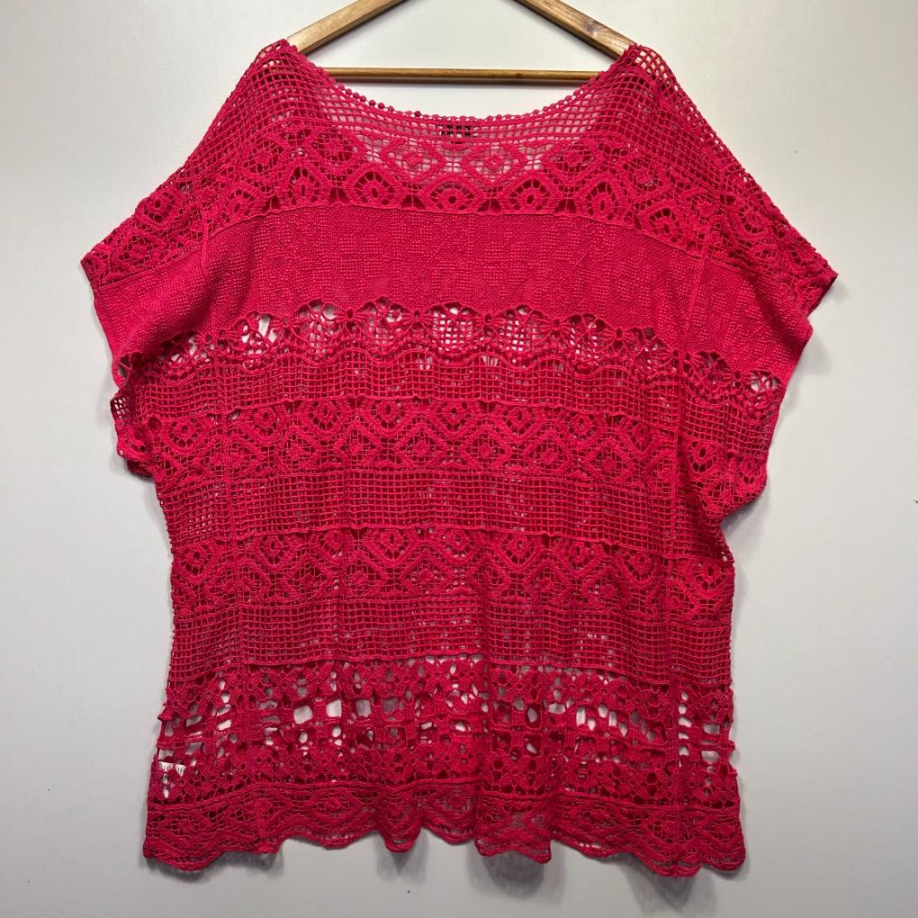 Autograph Pink Crochet Top - Size 26