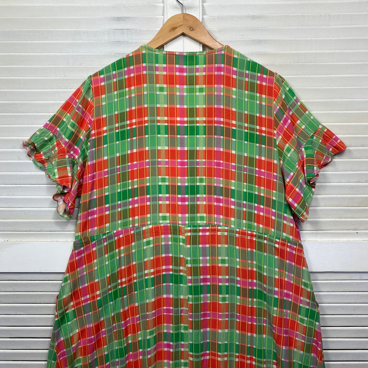 Little Party Dress Size 18 Multicoloured Check Pockets Rayon Drawstring Waist