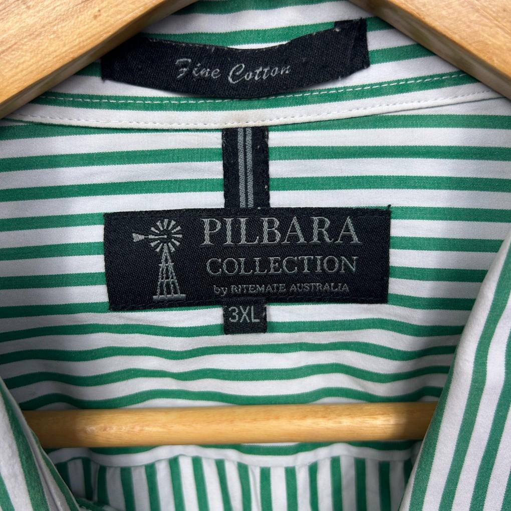 Pilbara Collection Green Striped Cotton Shirt - Size 3XL