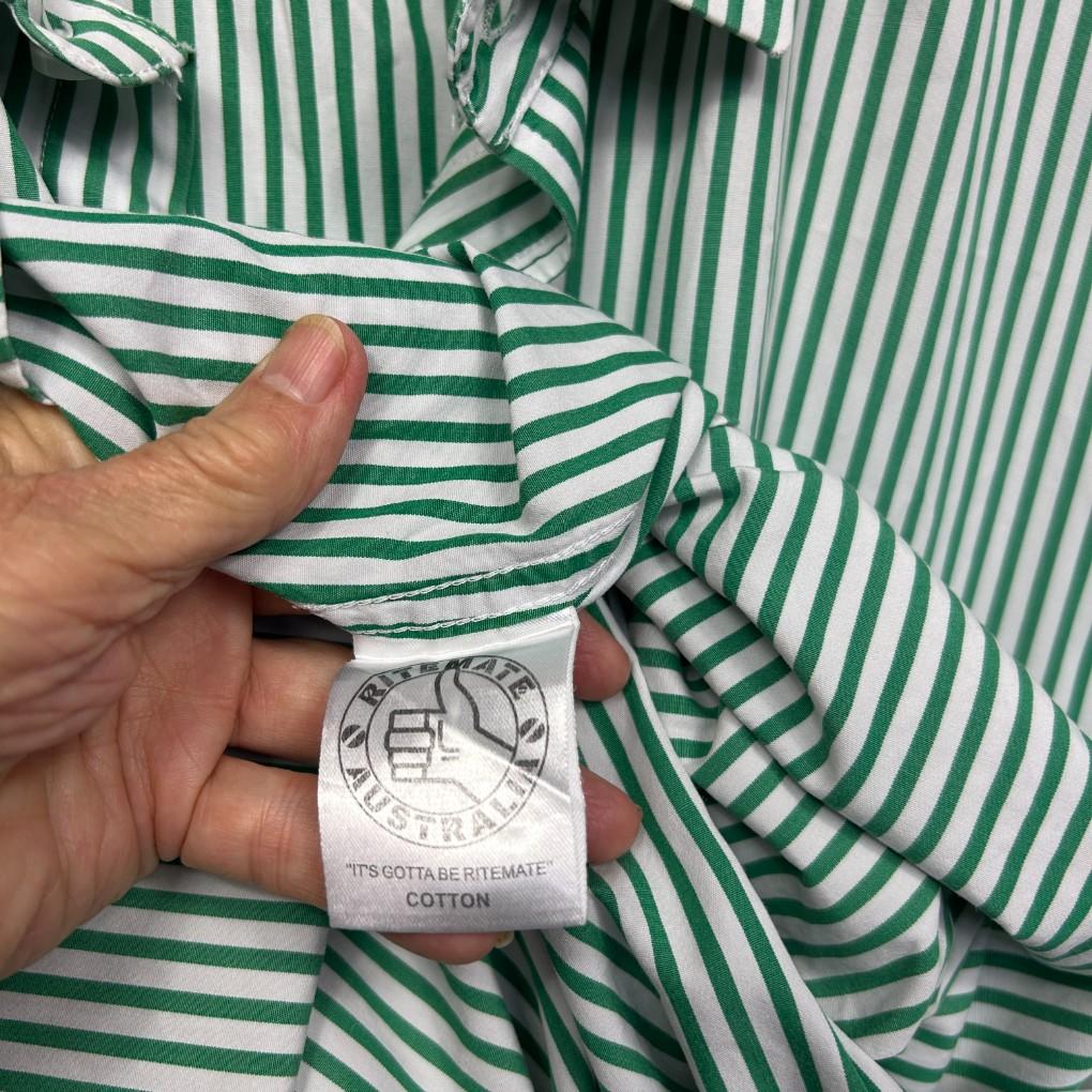 Pilbara Collection Green Striped Cotton Shirt - Size 3XL