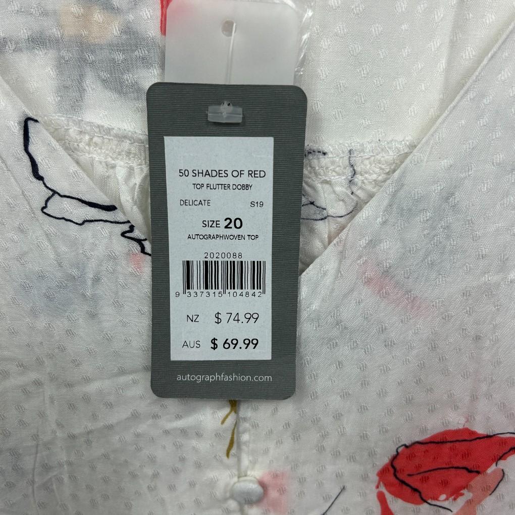Autograph White Floral Top - Size 20