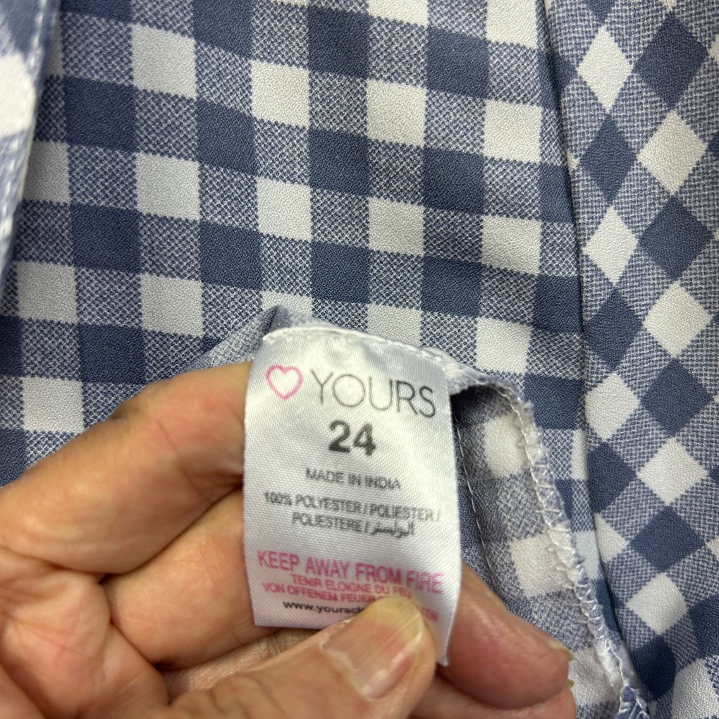 Yours Blue Check Shirt - Size 24