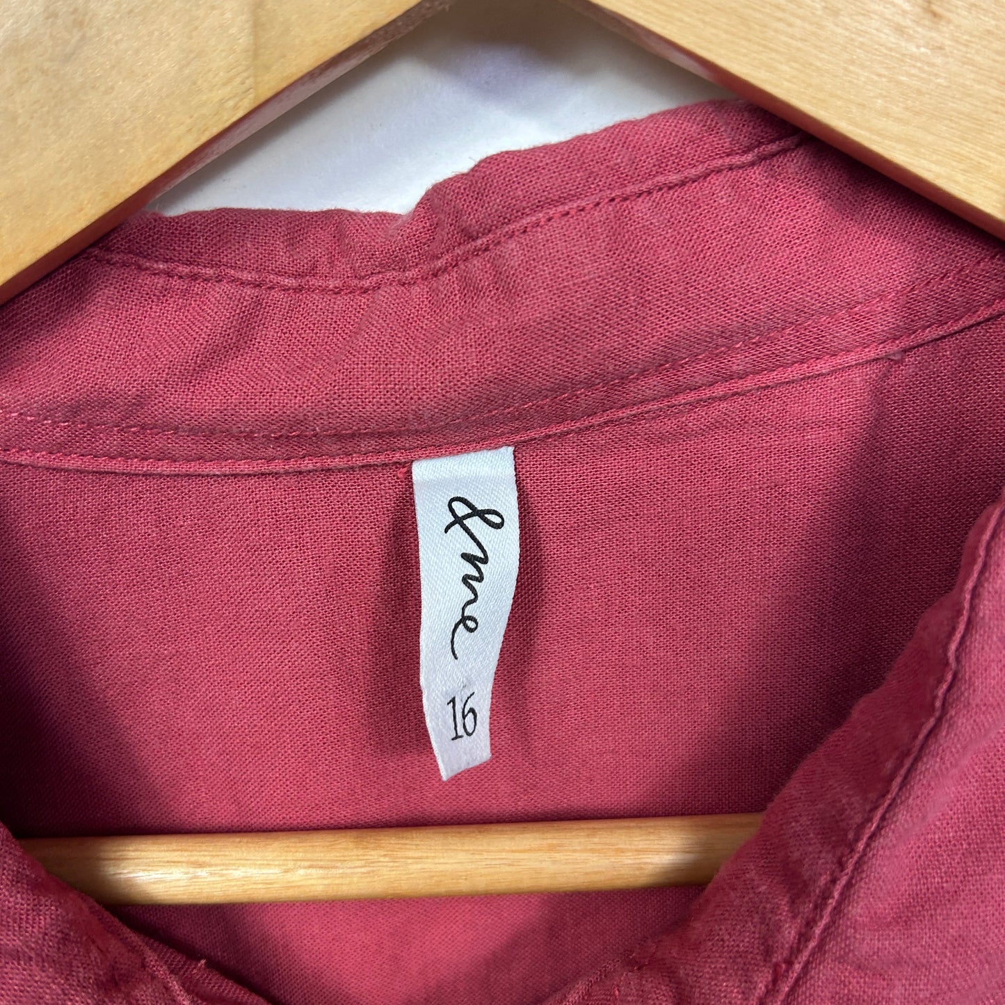 & me Red Button Up Roll Tab Linen Shirt - Size 16