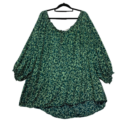 Autograph Top Size 26 Plus Green Floral Long Sleeve Viscose