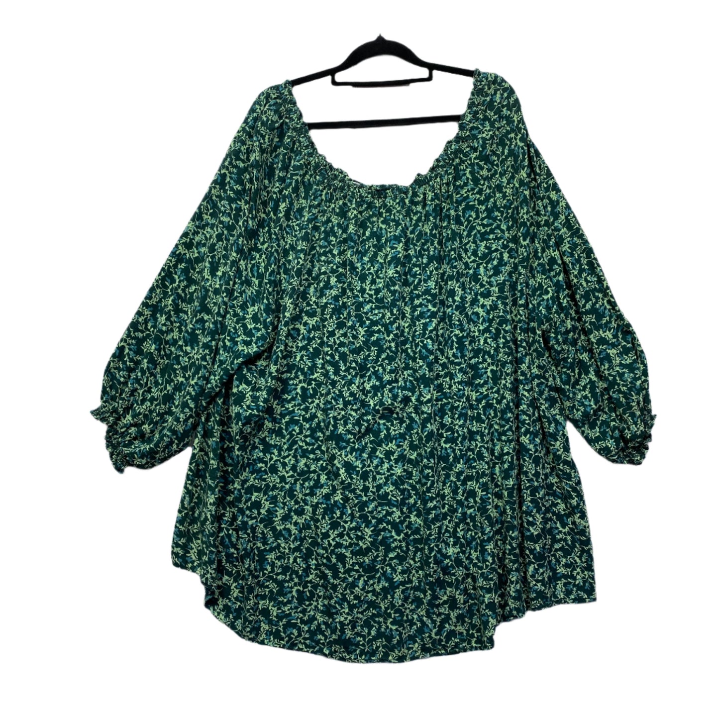 Autograph Top Size 26 Plus Green Floral Long Sleeve Viscose