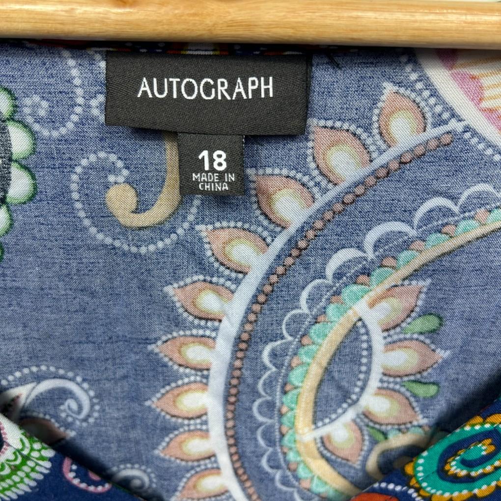 Autograph Blue Paisley Top - Size 18