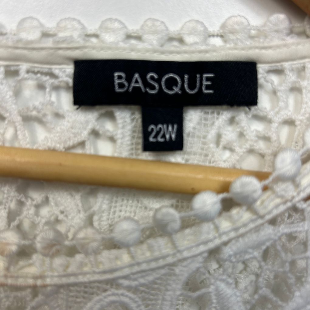 Basque White Crochet  Boho Top - Size 22